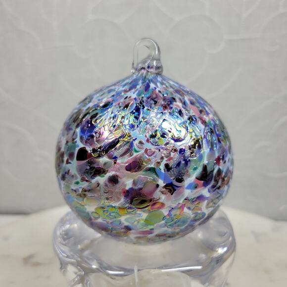 VTG Metallic Enamel Handblown Art Glass Ornament Friendship Ball Holiday Decor - Picture 6 of 13